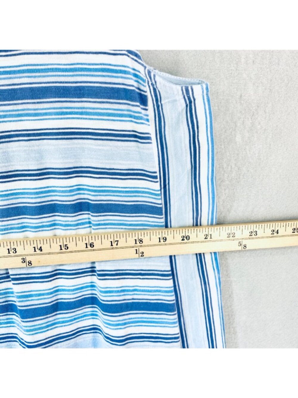 Lands End Tank Dress Womens Large Blue Cotton Stripe Popover Mini Beach Preppy - Picture 13 of 16